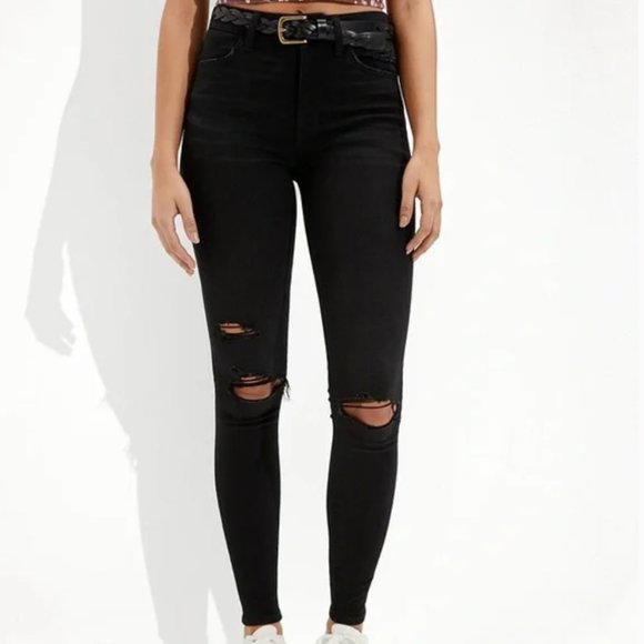 American Eagle Super High Rise Jegging in Black - Picture 1 of 8
